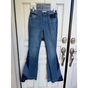 Driftwood Farrah High Rise Flare Jeans Womens Patchwork Denim Size‎ 25